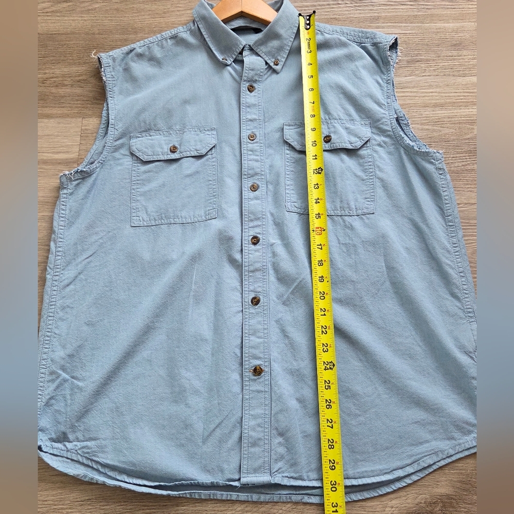 Carhartt  Sleeveless Button-Down Men's Shirt - Light Blue. - Picture 3 of 7